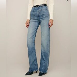 REFORMATION: Alyssa High Rise Wide Leg Long Jeans Blue (25)
